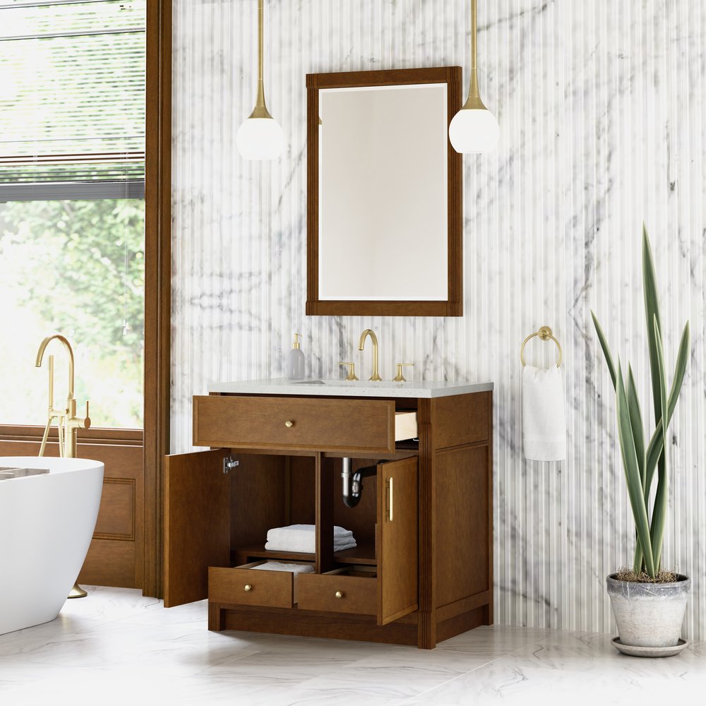 James Martin - Bellshire 36" Single Vanity, Honey Oak w/ 3 CM Lime Delight Silestone Top - 660-V36-HNO-3LDL view 5