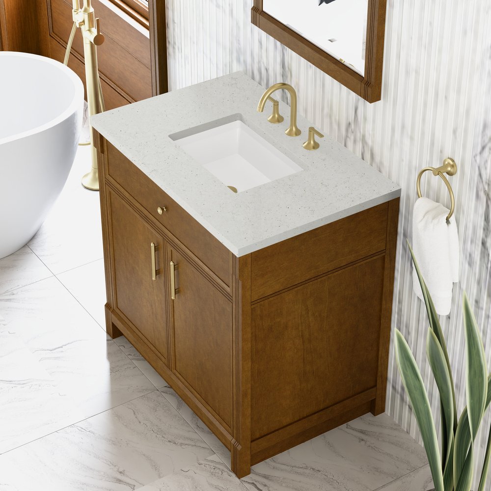 James Martin - Bellshire 36" Single Vanity, Honey Oak w/ 3 CM Lime Delight Silestone Top - 660-V36-HNO-3LDL view 7