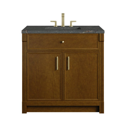 James Martin - Bellshire 36" Single Vanity, Honey Oak w/ 3 CM Parisien Bleu Silestone Top - 660-V36-HNO-3PBL view 1
