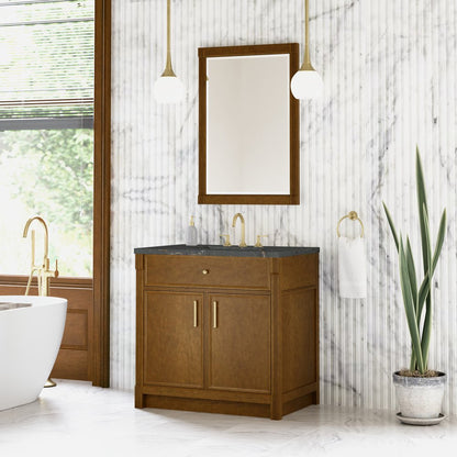 James Martin - Bellshire 36" Single Vanity, Honey Oak w/ 3 CM Parisien Bleu Silestone Top - 660-V36-HNO-3PBL view 4