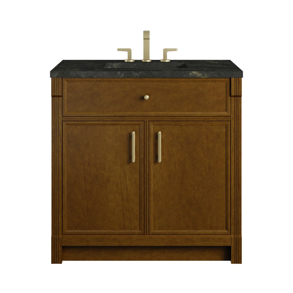 James Martin - Bellshire 36" Single Vanity, Honey Oak w/ 3 CM Phantome Eclos Top - 660-V36-HNO-3PHT view 1
