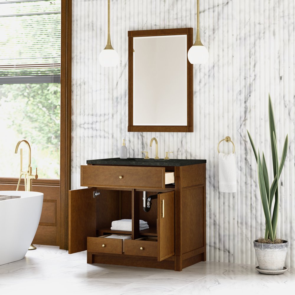 James Martin - Bellshire 36" Single Vanity, Honey Oak w/ 3 CM Phantome Eclos Top - 660-V36-HNO-3PHT view 5