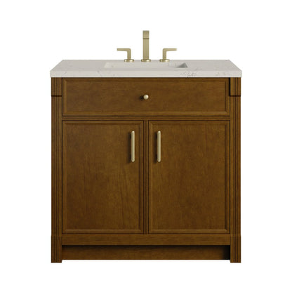 James Martin - Bellshire 36" Single Vanity, Honey Oak w/ 3 CM Siberian Silestone Top - 660-V36-HNO-3SFR view 1