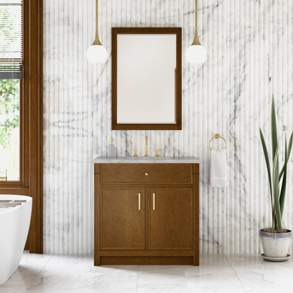 James Martin - Bellshire 36" Single Vanity, Honey Oak w/ 3 CM Victorian Silver Silestone Top - 660-V36-HNO-3VSL view 3