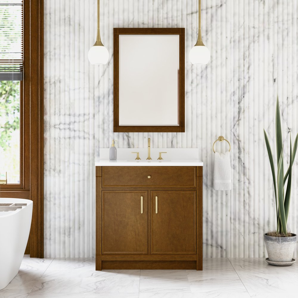 James Martin - Bellshire 36" Single Vanity, Honey Oak w/ 3 CM White Zeus Silestone Top - 660-V36-HNO-3WZ view 5