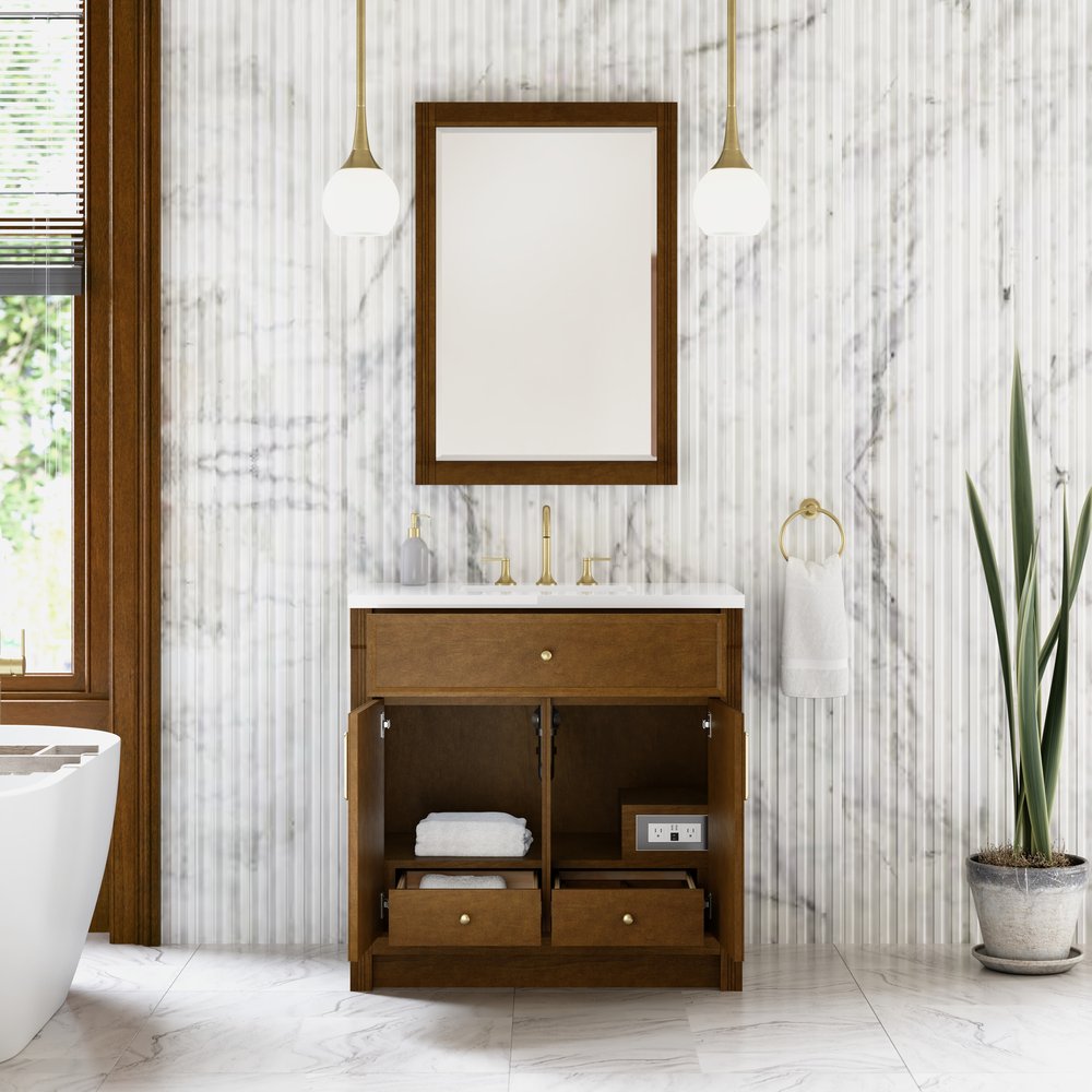James Martin - Bellshire 36" Single Vanity, Honey Oak w/ 3 CM White Zeus Silestone Top - 660-V36-HNO-3WZ view 8