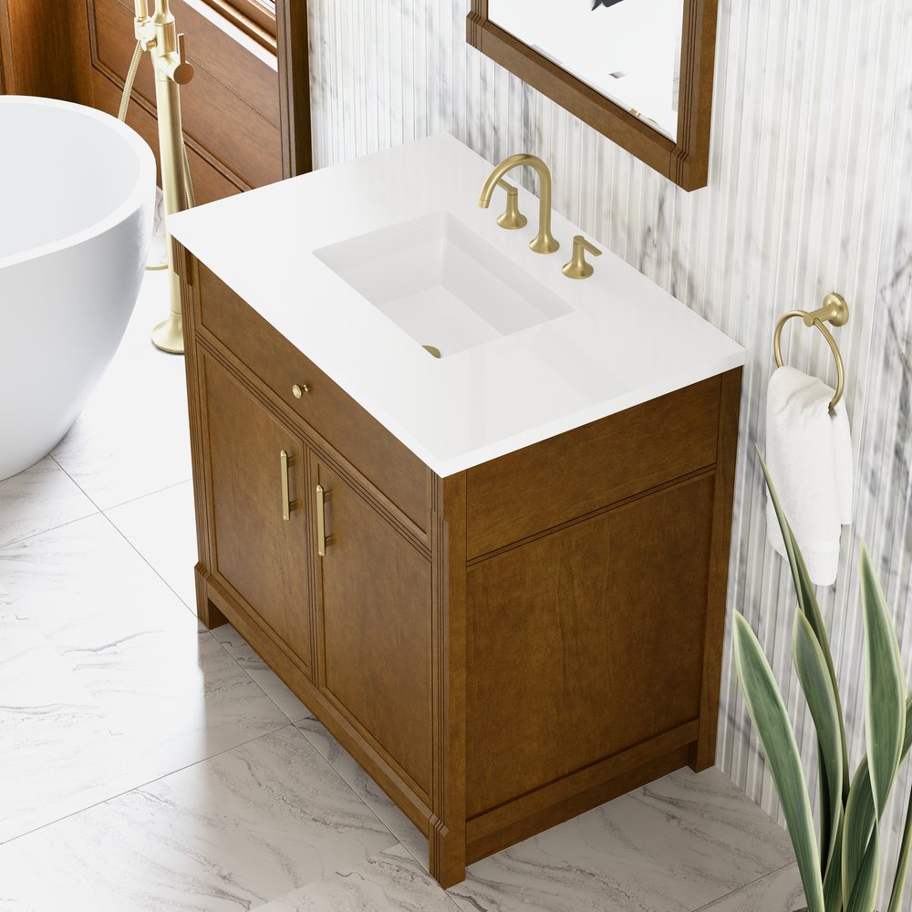 James Martin - Bellshire 36" Single Vanity, Honey Oak w/ 3 CM White Zeus Silestone Top - 660-V36-HNO-3WZ view 10
