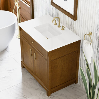 James Martin - Bellshire 36" Single Vanity, Honey Oak w/ 3 CM White Zeus Silestone Top - 660-V36-HNO-3WZ view 10
