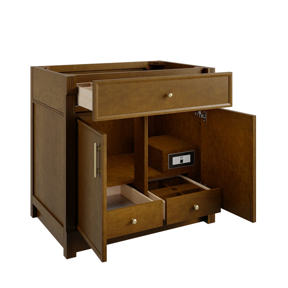 James Martin - Bellshire 36" Single Vanity, Honey Oak w/ 3 CM White Zeus Silestone Top - 660-V36-HNO-3WZ view 11