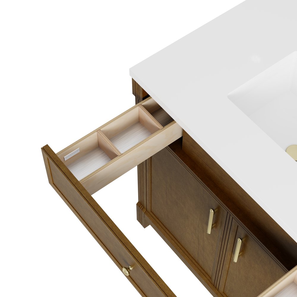 James Martin - Bellshire 36" Single Vanity, Honey Oak w/ 3 CM White Zeus Silestone Top - 660-V36-HNO-3WZ view 18