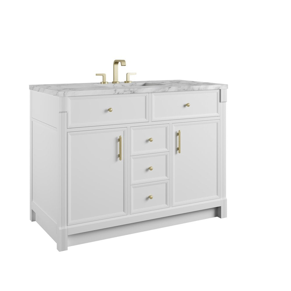 James Martin - Bellshire 48" Single Vanity, Bright White w/ 3 CM Carrara Marble Top - 660-V48-BW-3CAR view 10