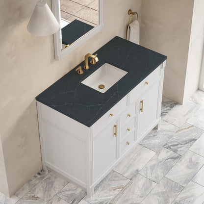 James Martin - Bellshire 48" Single Vanity, Bright White w/ 3 CM Charcoal Soapstone Silestone Top - 660-V48-BW-3CSP view 7