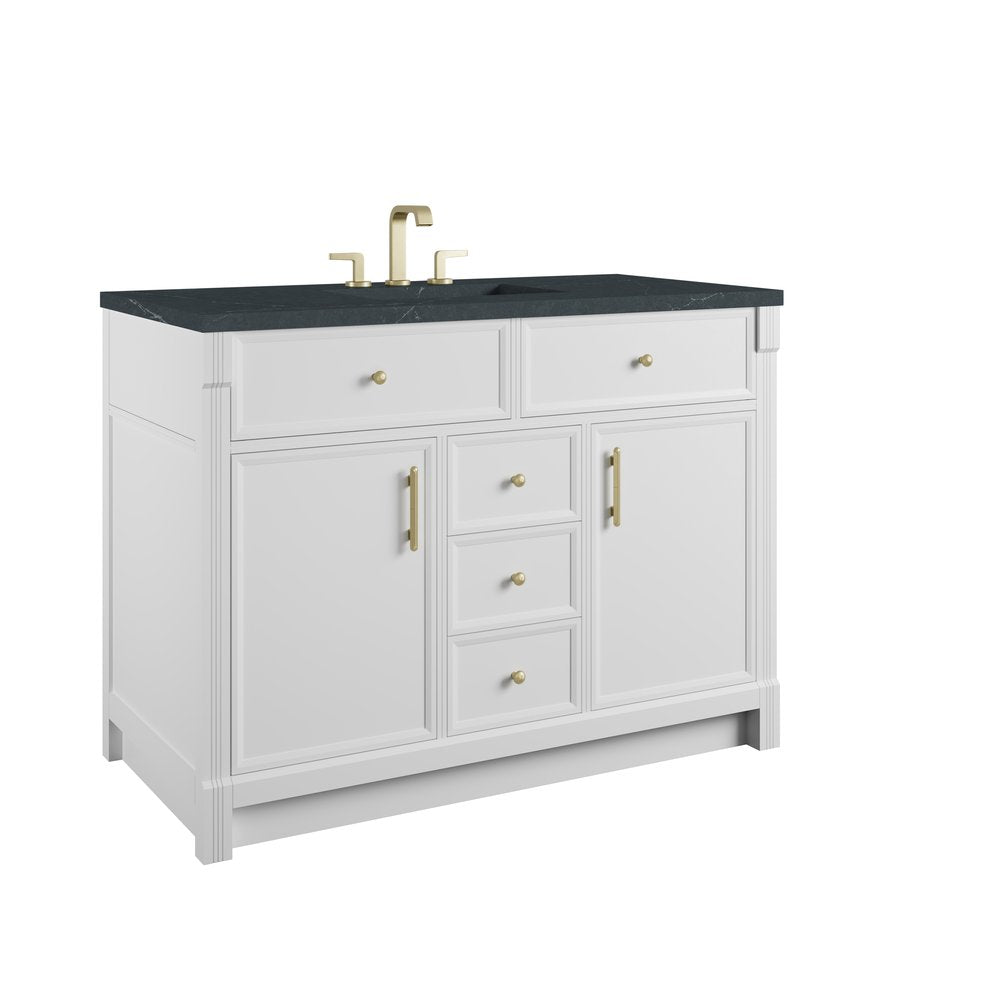 James Martin - Bellshire 48" Single Vanity, Bright White w/ 3 CM Charcoal Soapstone Silestone Top - 660-V48-BW-3CSP view 10