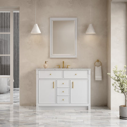 James Martin - Bellshire 48" Single Vanity, Bright White w/ 3 CM Eternal Jasmine Pearl Silestone Top - 660-V48-BW-3EJP view 3