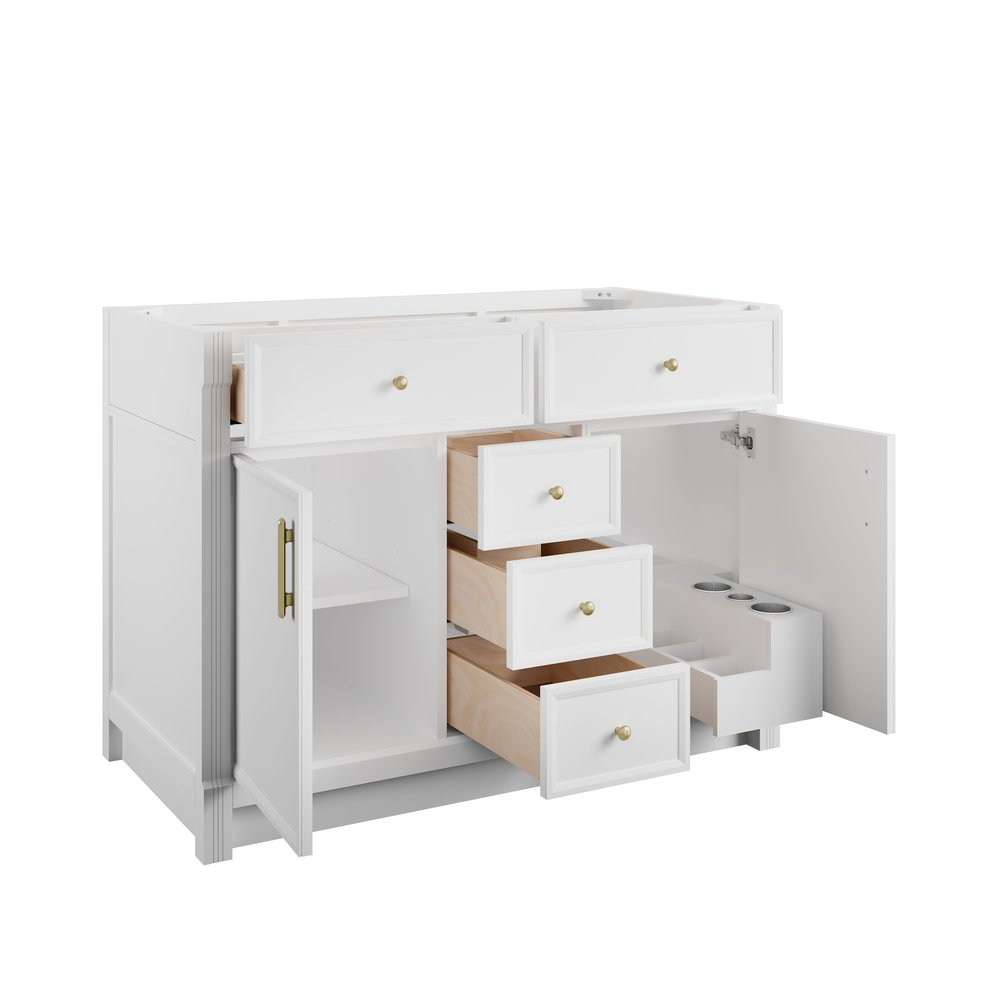 James Martin - Bellshire 48" Single Vanity, Bright White w/ 3 CM Eternal Jasmine Pearl Silestone Top - 660-V48-BW-3EJP view 8