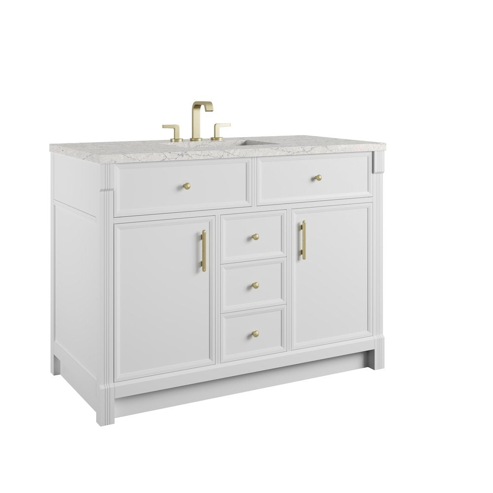 James Martin - Bellshire 48" Single Vanity, Bright White w/ 3 CM Eternal Jasmine Pearl Silestone Top - 660-V48-BW-3EJP view 10