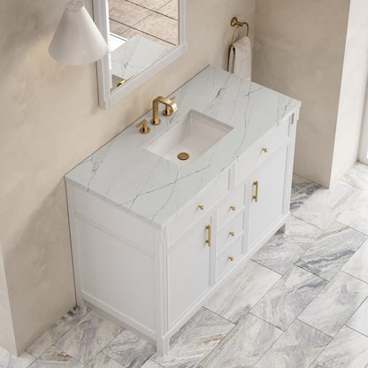 James Martin - Bellshire 48" Single Vanity, Bright White w/ 3 CM Ethereal Noctis Silestone Top - 660-V48-BW-3ENC view 7