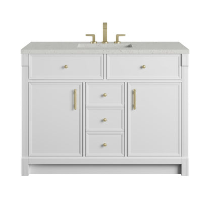 James Martin - Bellshire 48" Single Vanity, Bright White w/ 3 CM Lime Delight Silestone Top - 660-V48-BW-3LDL view 1