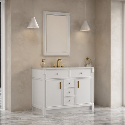 James Martin - Bellshire 48" Single Vanity, Bright White w/ 3 CM Lime Delight Silestone Top - 660-V48-BW-3LDL view 4