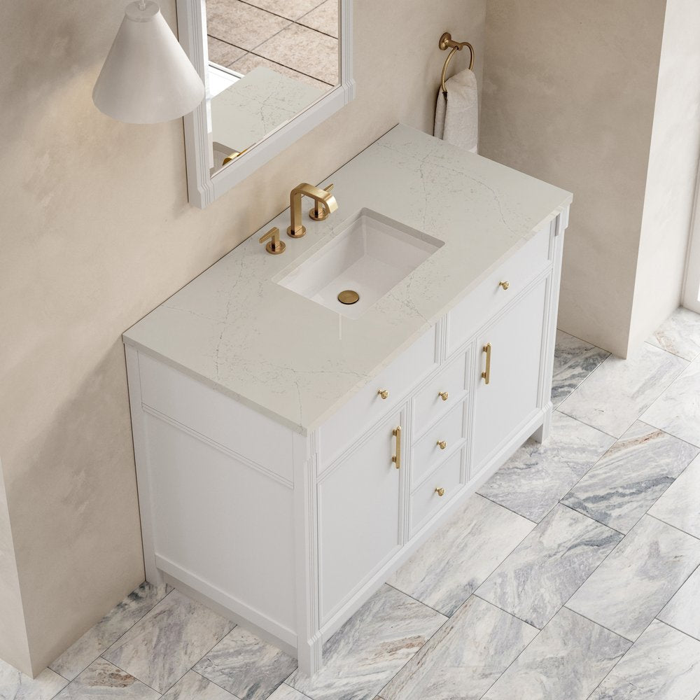 James Martin - Bellshire 48" Single Vanity, Bright White w/ 3 CM Siberian Silestone Top - 660-V48-BW-3SFR view 7