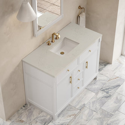 James Martin - Bellshire 48" Single Vanity, Bright White w/ 3 CM Siberian Silestone Top - 660-V48-BW-3SFR view 7