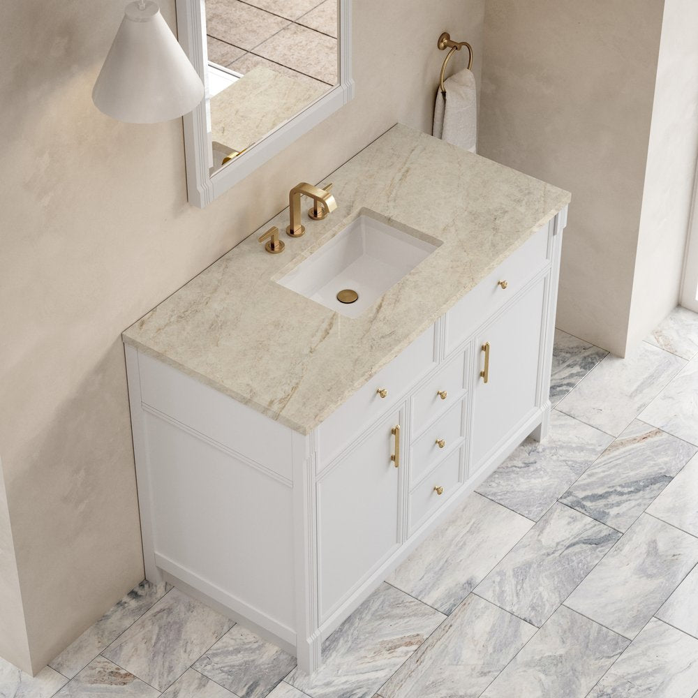 James Martin - Bellshire 48" Single Vanity, Bright White w/ 3 CM Tajnar Eclos Top - 660-V48-BW-3TJR view 7