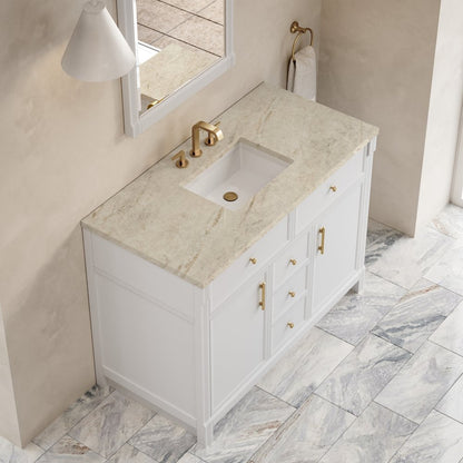 James Martin - Bellshire 48" Single Vanity, Bright White w/ 3 CM Tajnar Eclos Top - 660-V48-BW-3TJR view 7