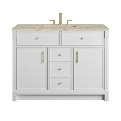 James Martin - Bellshire 48" Single Vanity, Bright White w/ 3 CM Tajnar Eclos Top w/FreePower Wireless Charger - 660-V48-BW-FTJR view 1