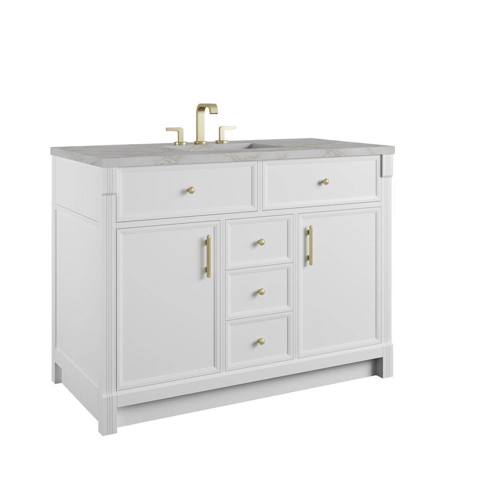 James Martin - Bellshire 48" Single Vanity, Bright White w/ 3 CM Victorian Silver Silestone Top w/FreePower Wireless Charger - 660-V48-BW-FVSL view 10