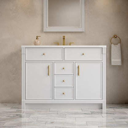 James Martin - Bellshire 48" Single Vanity, Bright White w/ 3 CM White Zeus Silestone Top - 660-V48-BW-3WZ view 4