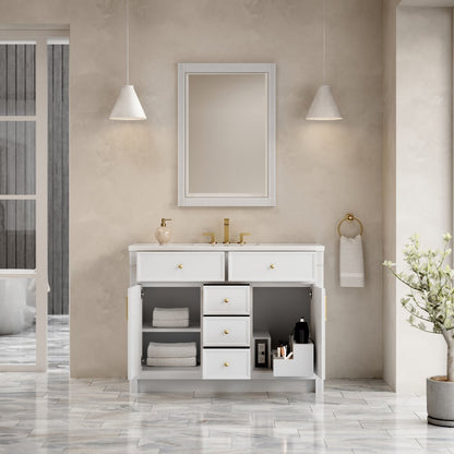 James Martin - Bellshire 48" Single Vanity, Bright White w/ 3 CM White Zeus Silestone Top - 660-V48-BW-3WZ view 8