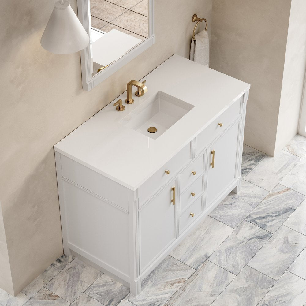 James Martin - Bellshire 48" Single Vanity, Bright White w/ 3 CM White Zeus Silestone Top - 660-V48-BW-3WZ view 10