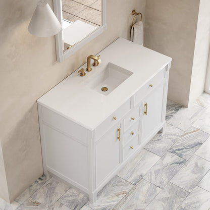 James Martin - Bellshire 48" Single Vanity, Bright White w/ 3 CM White Zeus Silestone Top - 660-V48-BW-3WZ view 10