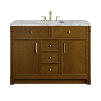 James Martin - Bellshire 48" Single Vanity, Honey Oak w/ 3 CM Carrara Marble Top - 660-V48-HNO-3CAR view 1