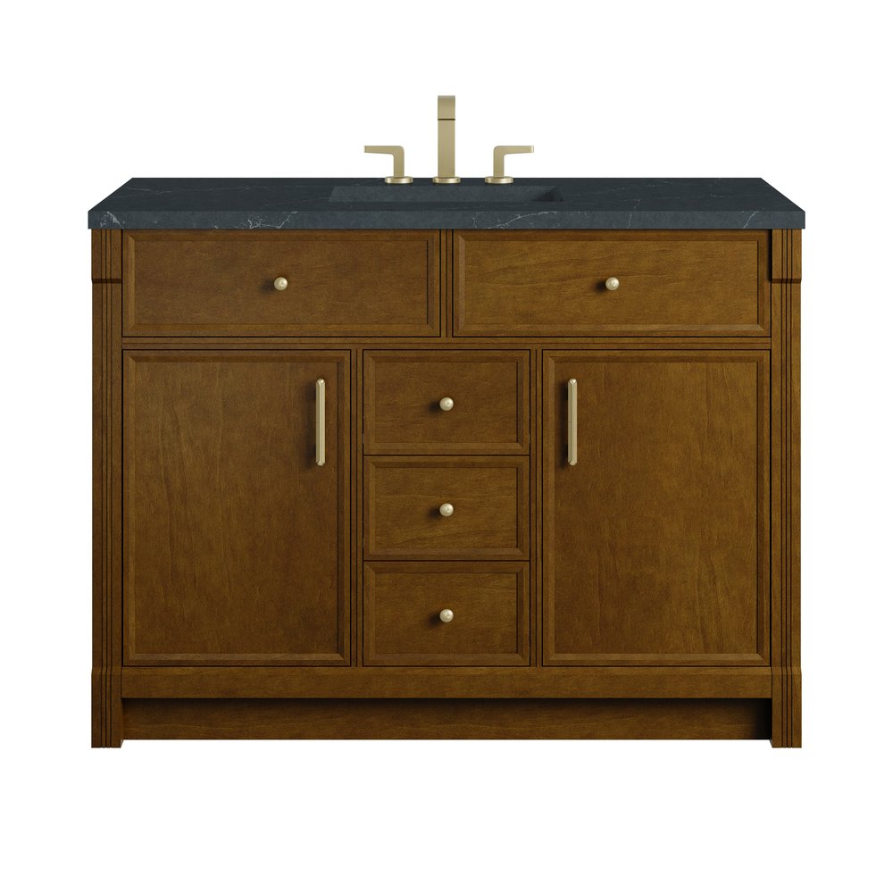 James Martin - Bellshire 48" Single Vanity, Honey Oak w/ 3 CM Charcoal Soapstone Silestone Top - 660-V48-HNO-3CSP view 1