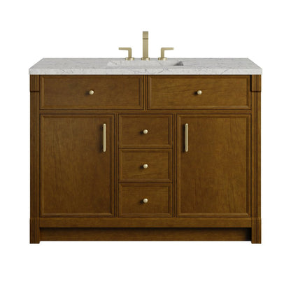 James Martin - Bellshire 48" Single Vanity, Honey Oak w/ 3 CM Eternal Jasmine Pearl Silestone Top w/FreePower Wireless Charger - 660-V48-HNO-FEJP view 1