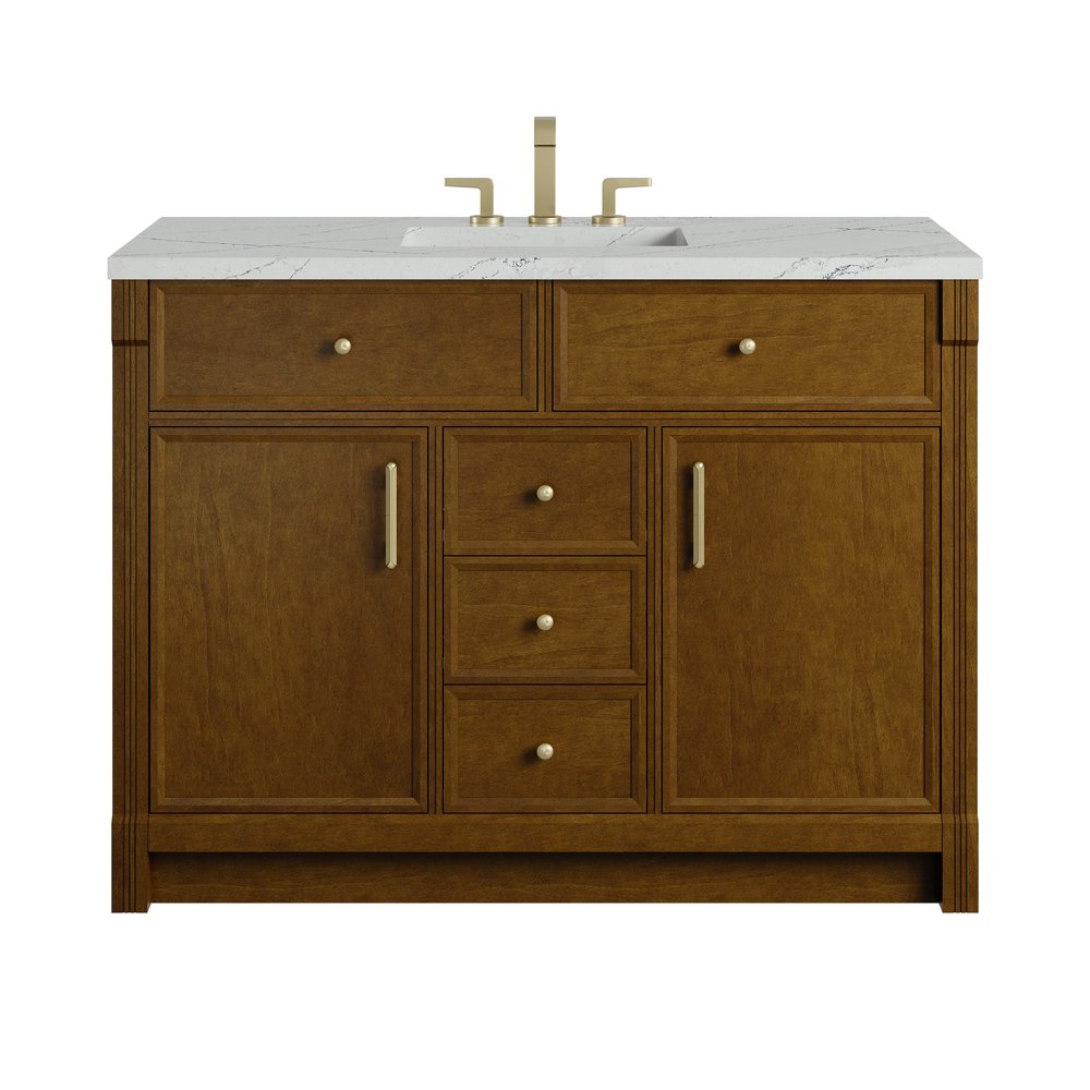 James Martin - Bellshire 48" Single Vanity, Honey Oak w/ 3 CM Ethereal Noctis Silestone Top - 660-V48-HNO-3ENC view 1