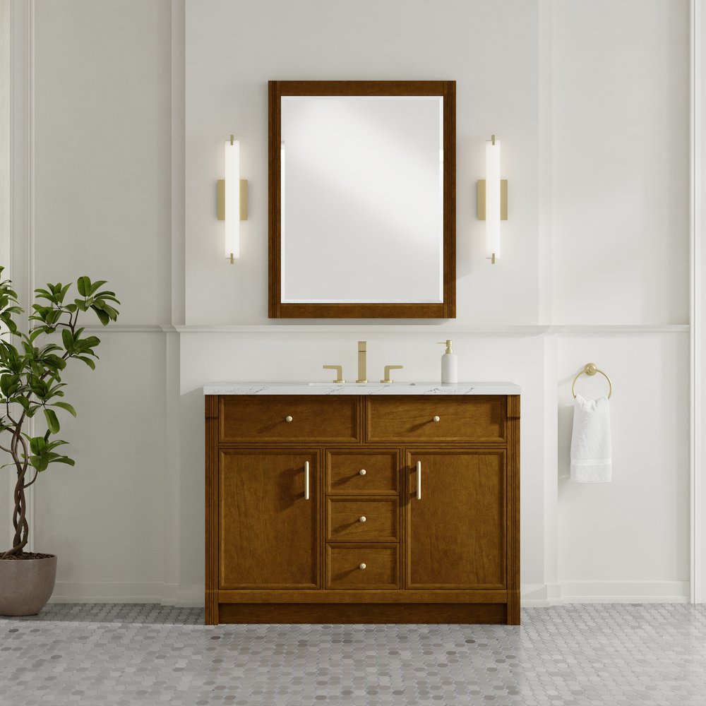James Martin - Bellshire 48" Single Vanity, Honey Oak w/ 3 CM Ethereal Noctis Silestone Top w/FreePower Wireless Charger - 660-V48-HNO-FENC view 3