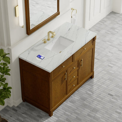James Martin - Bellshire 48" Single Vanity, Honey Oak w/ 3 CM Ethereal Noctis Silestone Top w/FreePower Wireless Charger - 660-V48-HNO-FENC view 7