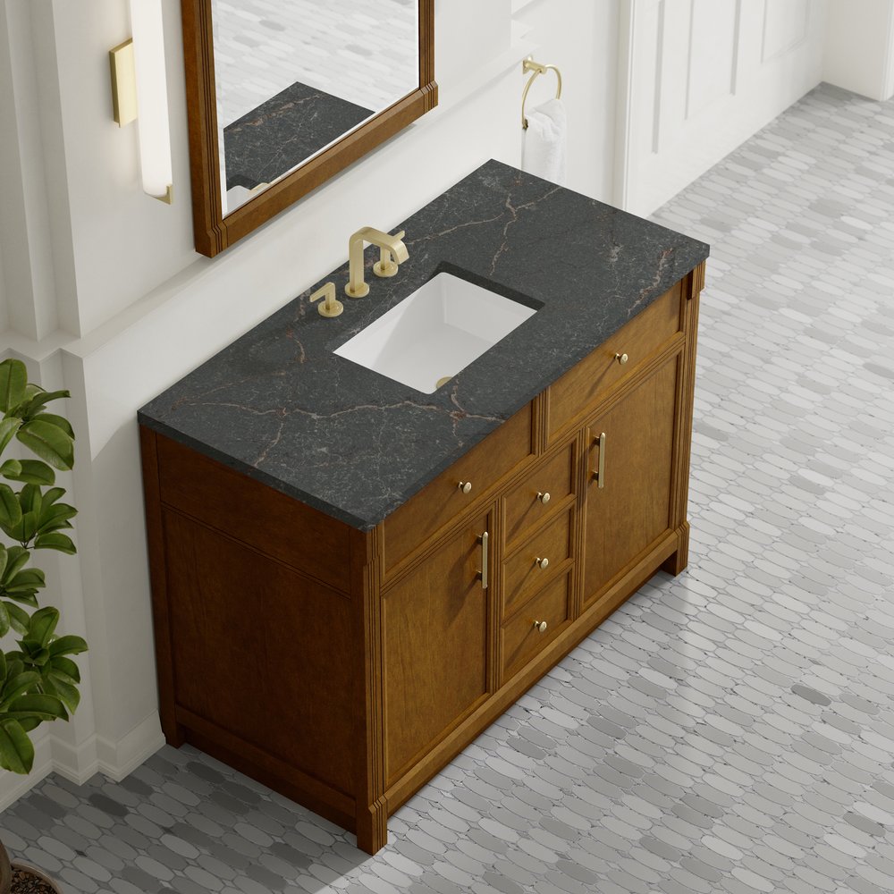 James Martin - Bellshire 48" Single Vanity, Honey Oak w/ 3 CM Parisien Bleu Silestone Top - 660-V48-HNO-3PBL view 7