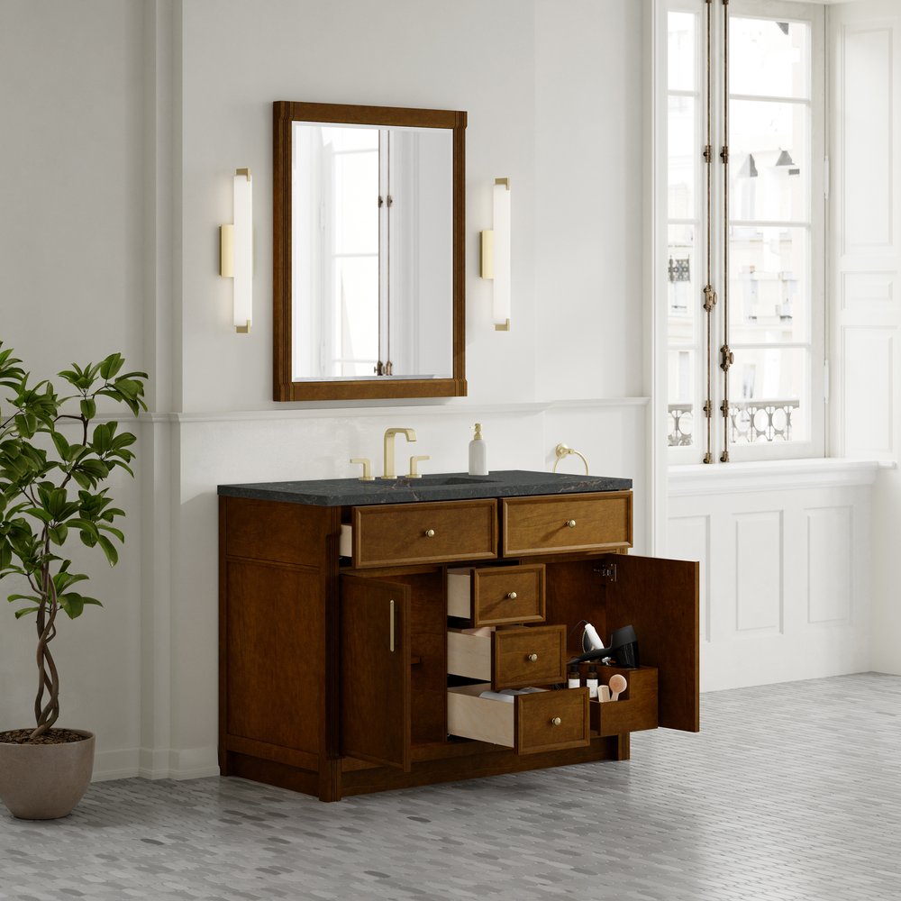 James Martin - Bellshire 48" Single Vanity, Honey Oak w/ 3 CM Parisien Bleu Silestone Top w/FreePower Wireless Charger - 660-V48-HNO-FPBL view 5