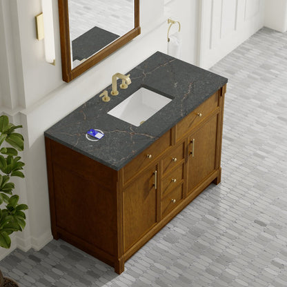 James Martin - Bellshire 48" Single Vanity, Honey Oak w/ 3 CM Parisien Bleu Silestone Top w/FreePower Wireless Charger - 660-V48-HNO-FPBL view 7