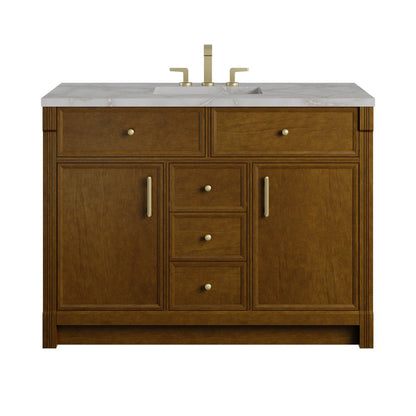 James Martin - Bellshire 48" Single Vanity, Honey Oak w/ 3 CM Victorian Silver Silestone Top - 660-V48-HNO-3VSL view 1
