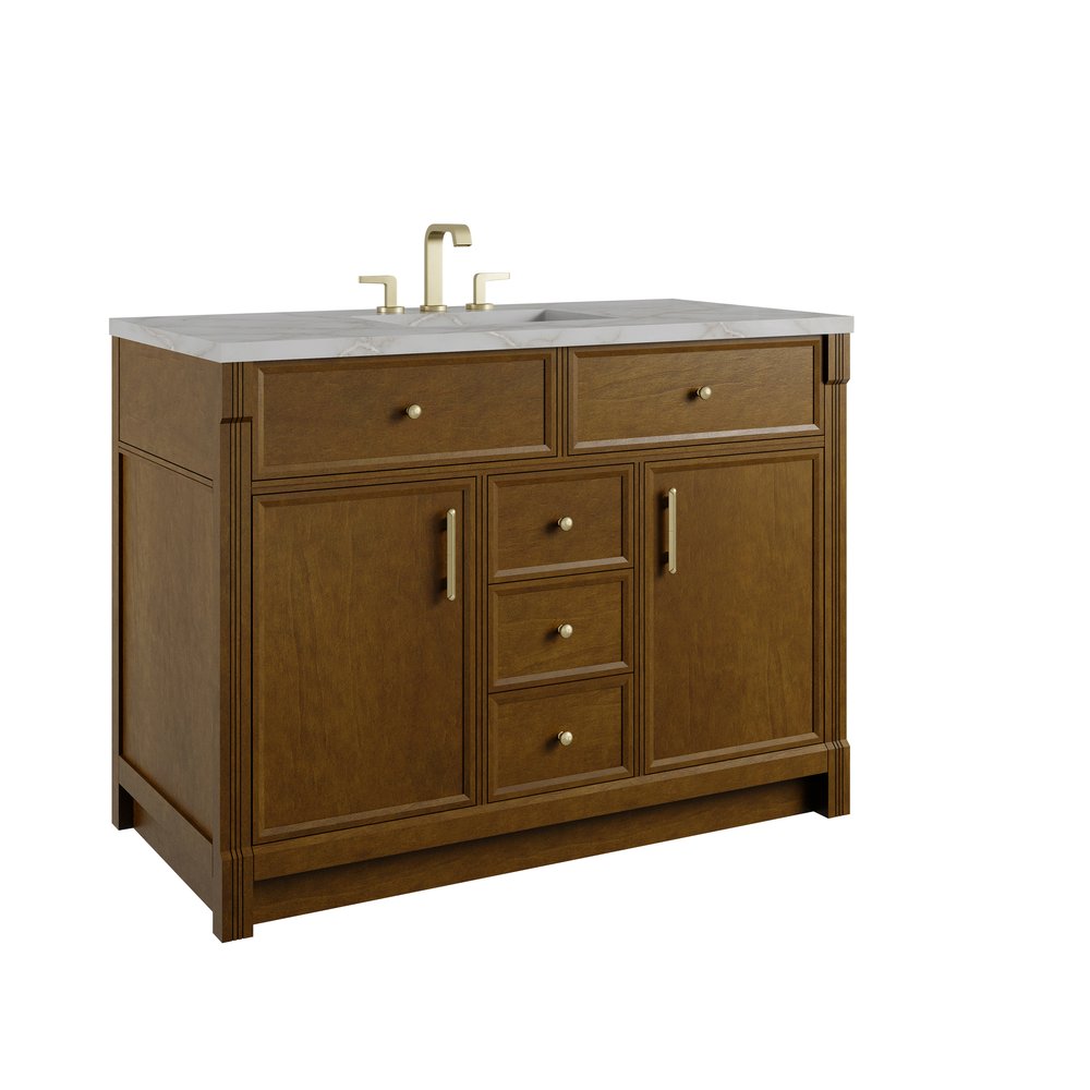 James Martin - Bellshire 48" Single Vanity, Honey Oak w/ 3 CM Victorian Silver Silestone Top - 660-V48-HNO-3VSL view 11
