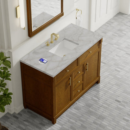 James Martin - Bellshire 48" Single Vanity, Honey Oak w/ 3 CM Victorian Silver Silestone Top w/FreePower Wireless Charger - 660-V48-HNO-FVSL view 7