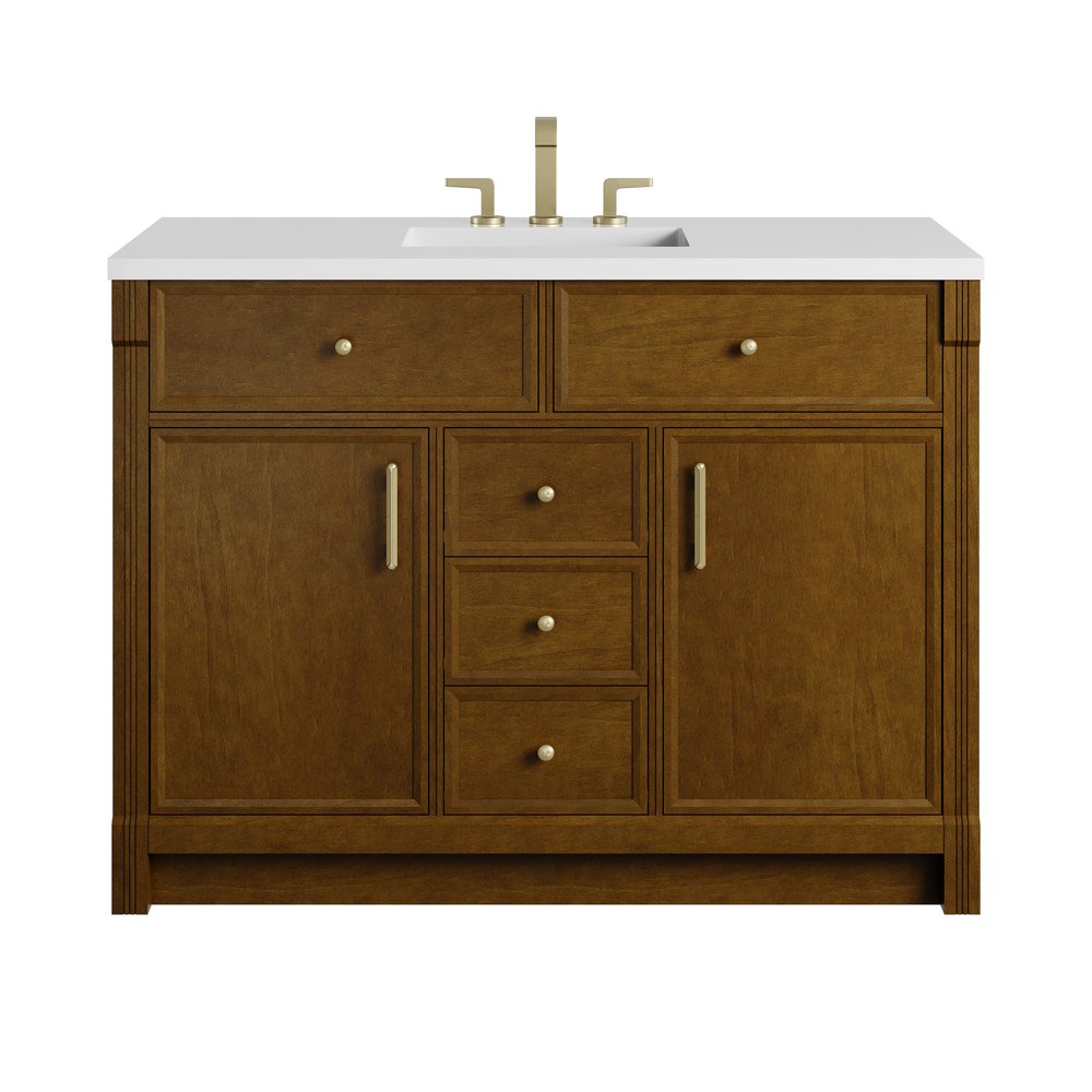 James Martin - Bellshire 48" Single Vanity, Honey Oak w/ 3 CM White Zeus Silestone Top - 660-V48-HNO-3WZ view 1