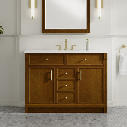 James Martin - Bellshire 48" Single Vanity, Honey Oak w/ 3 CM White Zeus Silestone Top - 660-V48-HNO-3WZ view 4