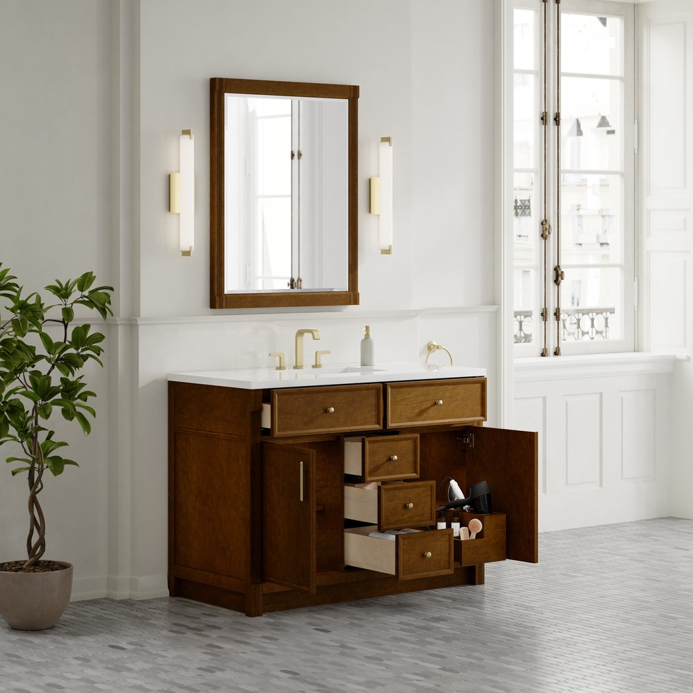 James Martin - Bellshire 48" Single Vanity, Honey Oak w/ 3 CM White Zeus Silestone Top - 660-V48-HNO-3WZ view 7