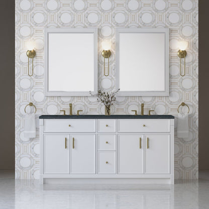 James Martin - Bellshire 72" Double Vanity, Bright White w/ 3 CM Charcoal Soapstone Silestone Top - 660-V72-BW-3CSP view 3