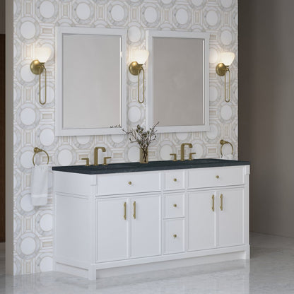 James Martin - Bellshire 72" Double Vanity, Bright White w/ 3 CM Charcoal Soapstone Silestone Top - 660-V72-BW-3CSP view 4